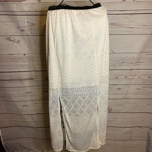 Exhilaration cream maxi skirt with front slits